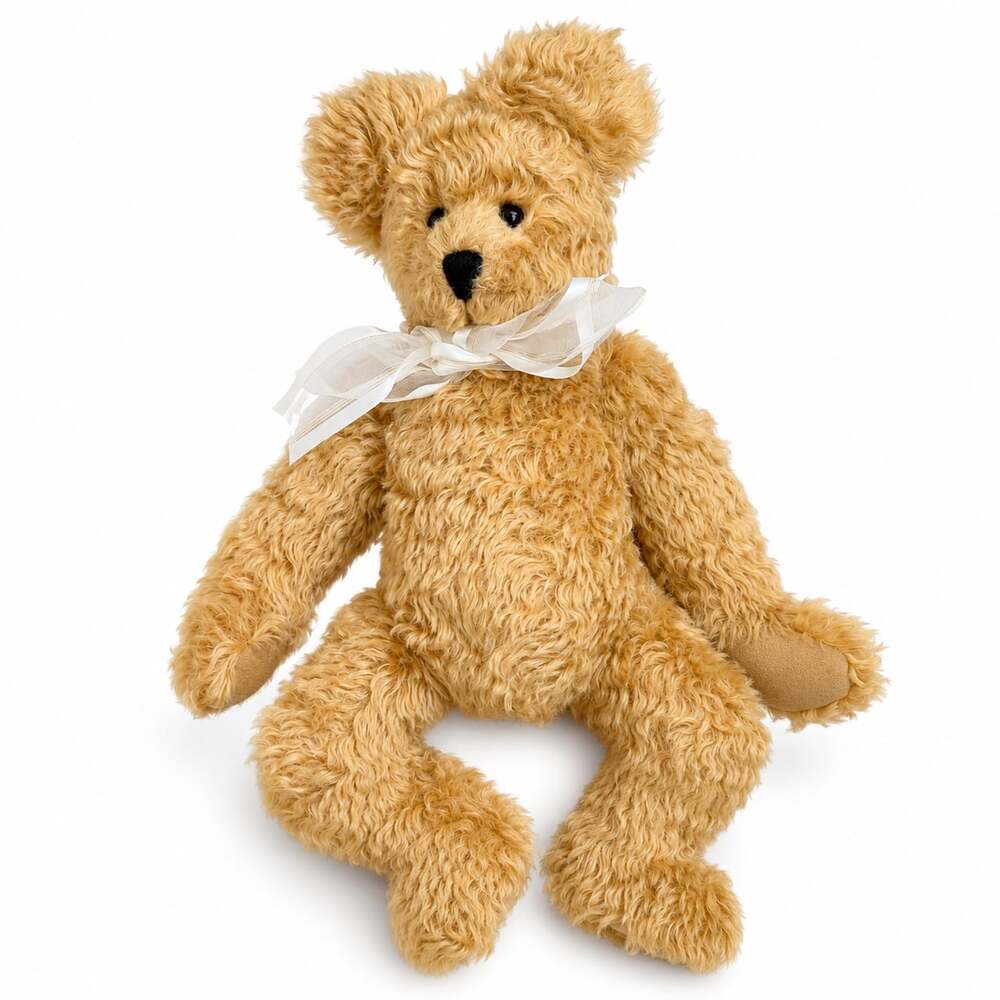 Forever Friends OOAK Mohair Jointed Artist Teddy Bear Tan Cream Ribbon